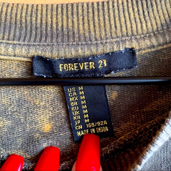 Forever 21 Olive Green + Paint Splatter Crop Top - Picture 3 of 3